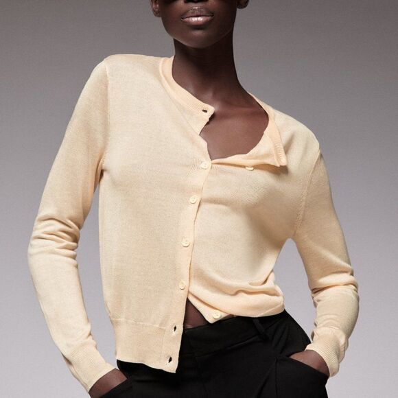 ZARA MULBERRY SILK BLEND FINE KNIT CARDIGAN - Picture 1 of 8